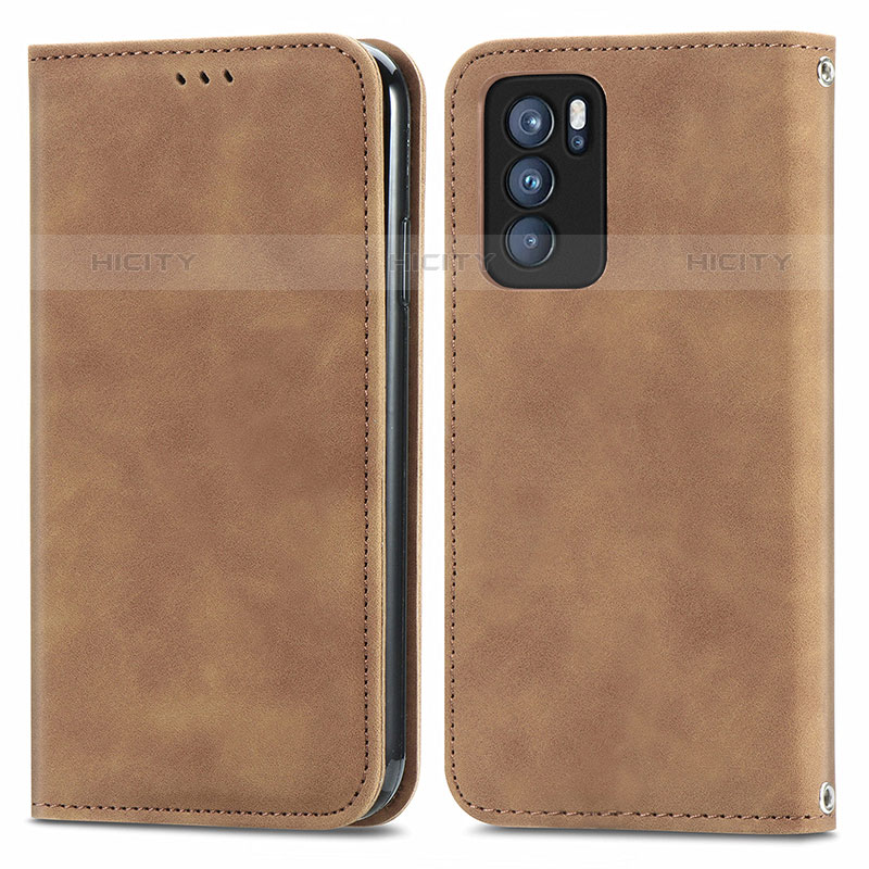 Funda de Cuero Cartera con Soporte Carcasa S04D para Oppo Reno6 Pro 5G India