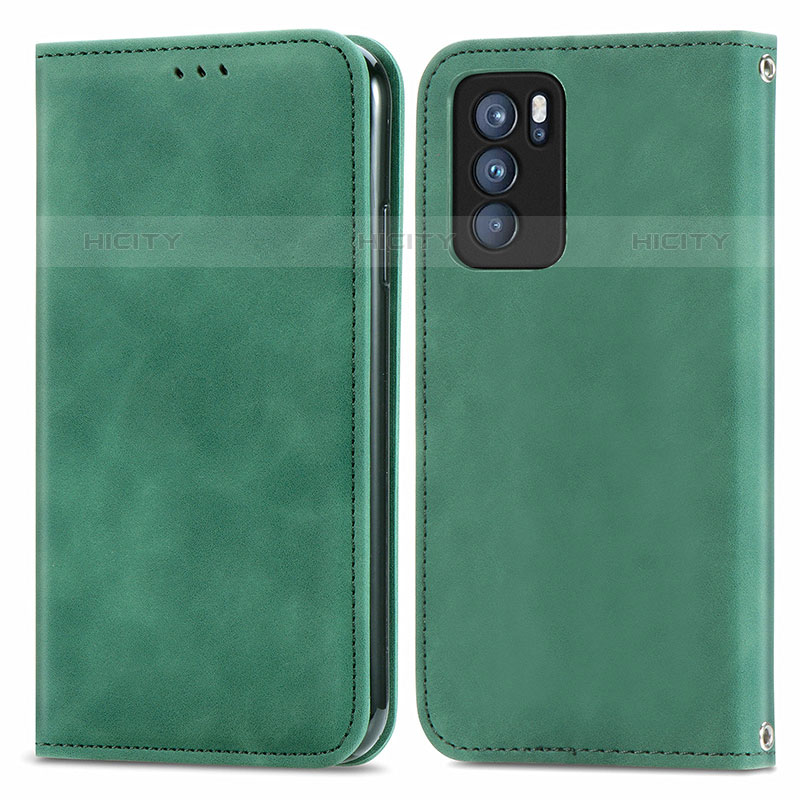 Funda de Cuero Cartera con Soporte Carcasa S04D para Oppo Reno6 Pro 5G India