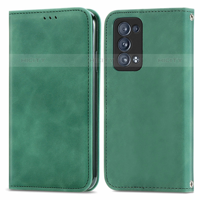 Funda de Cuero Cartera con Soporte Carcasa S04D para Oppo Reno6 Pro 5G Verde