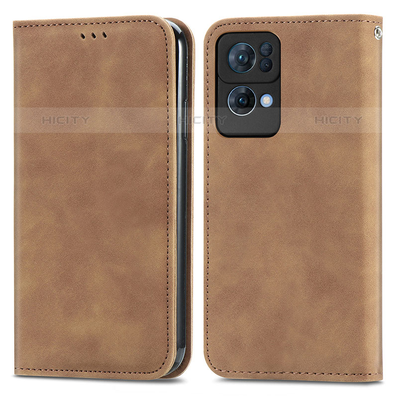 Funda de Cuero Cartera con Soporte Carcasa S04D para Oppo Reno7 Pro 5G Marron