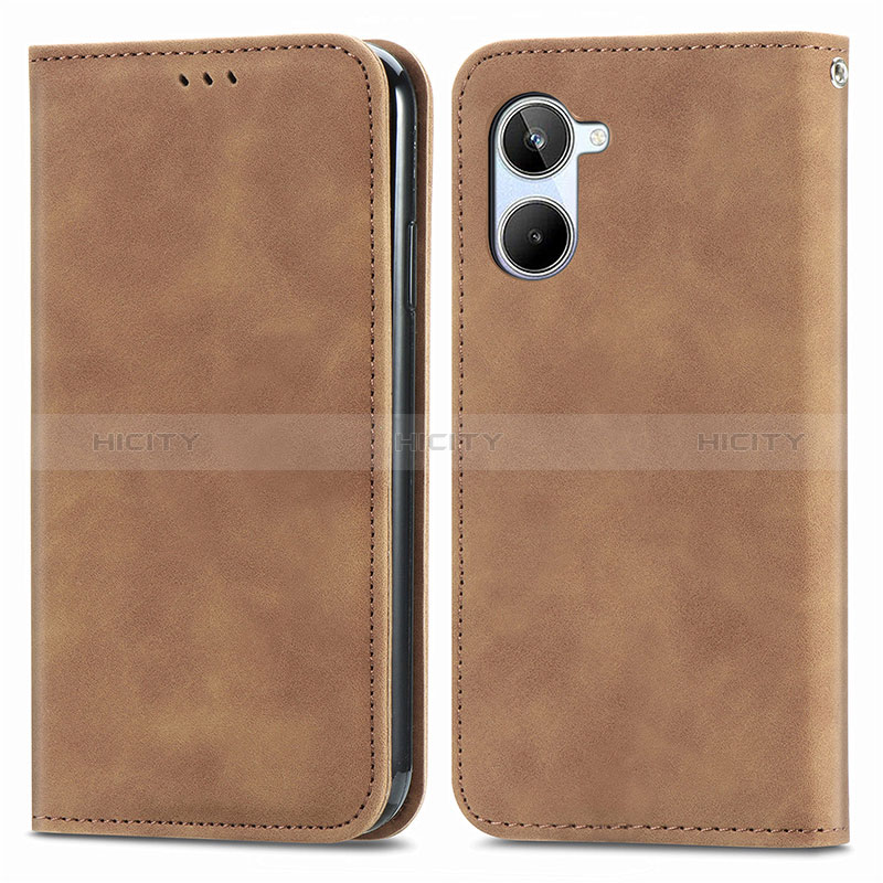 Funda de Cuero Cartera con Soporte Carcasa S04D para Realme 10 4G Marron