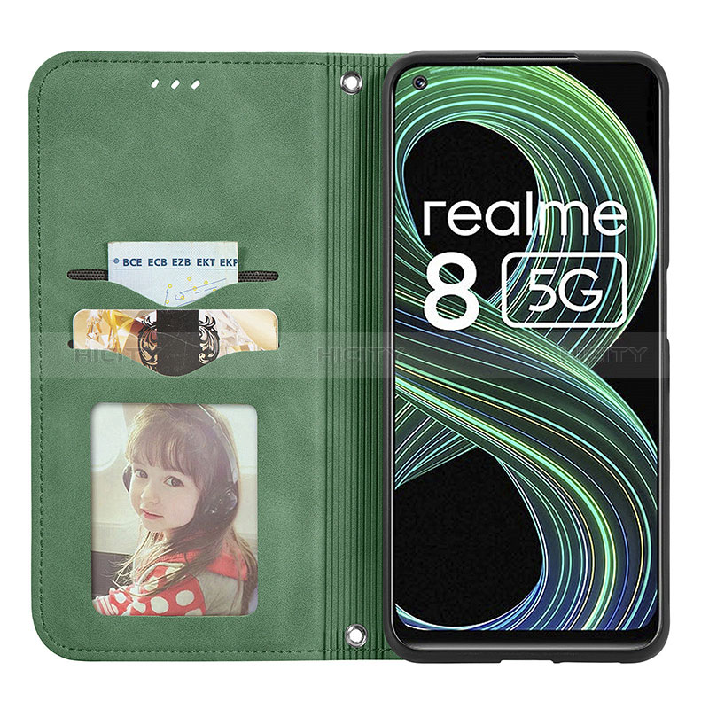 Funda de Cuero Cartera con Soporte Carcasa S04D para Realme 8 5G