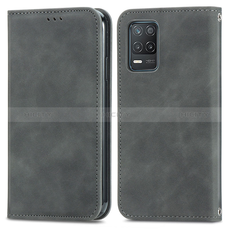 Funda de Cuero Cartera con Soporte Carcasa S04D para Realme 8 5G Gris