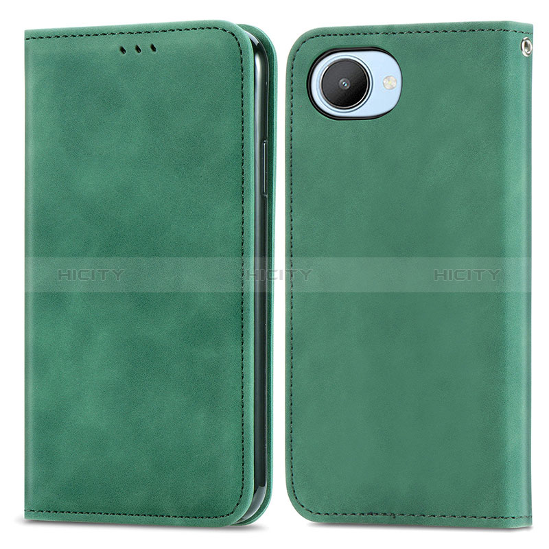 Funda de Cuero Cartera con Soporte Carcasa S04D para Realme C30 Verde