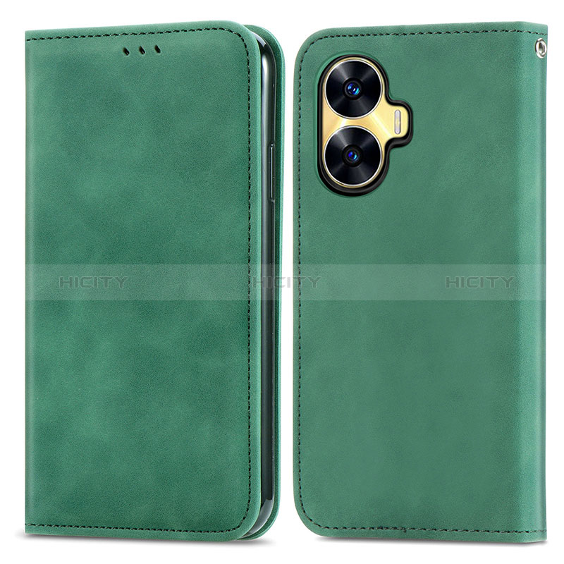 Funda de Cuero Cartera con Soporte Carcasa S04D para Realme C55 Verde