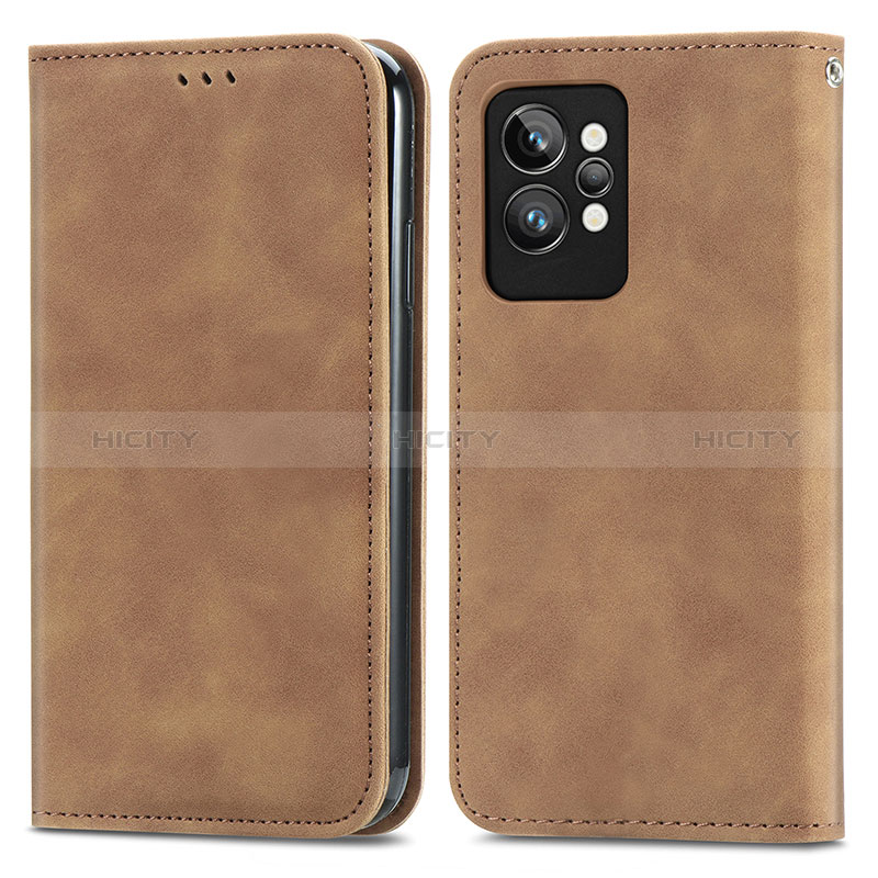 Funda de Cuero Cartera con Soporte Carcasa S04D para Realme GT2 Pro 5G Marron