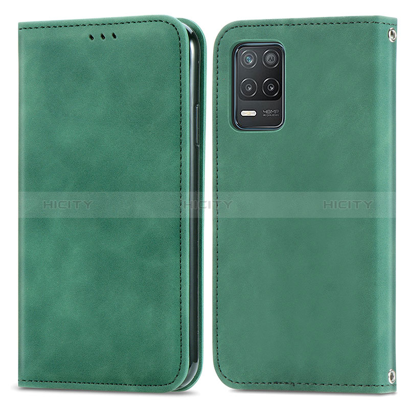 Funda de Cuero Cartera con Soporte Carcasa S04D para Realme Narzo 30 5G Verde