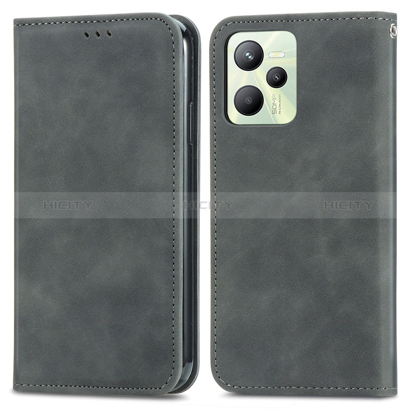 Funda de Cuero Cartera con Soporte Carcasa S04D para Realme Narzo 50A Prime Gris