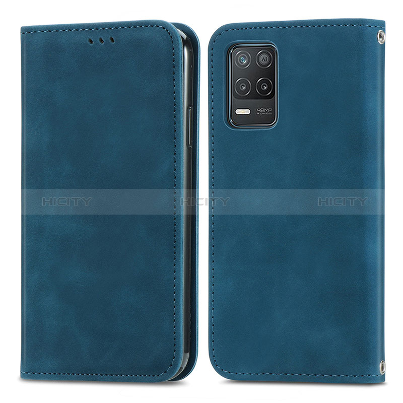 Funda de Cuero Cartera con Soporte Carcasa S04D para Realme Q3i 5G Azul