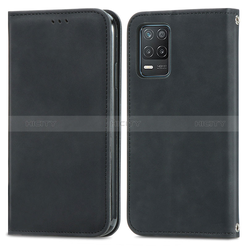 Funda de Cuero Cartera con Soporte Carcasa S04D para Realme Q3i 5G Negro