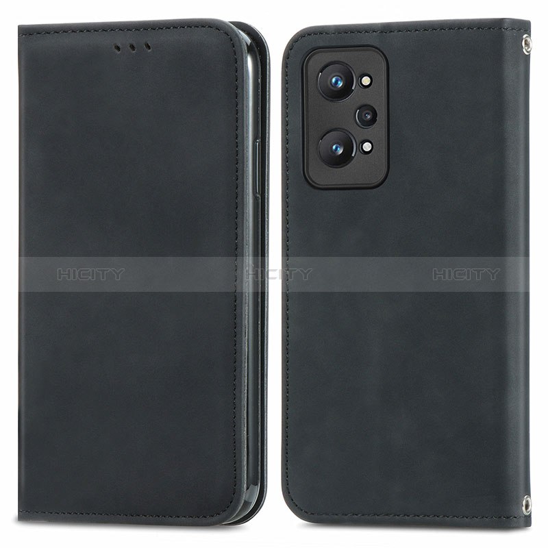 Funda de Cuero Cartera con Soporte Carcasa S04D para Realme Q5 Pro 5G Negro