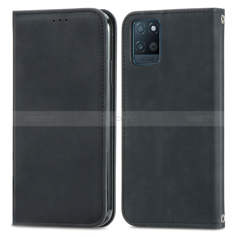 Funda de Cuero Cartera con Soporte Carcasa S04D para Realme V11s 5G Negro