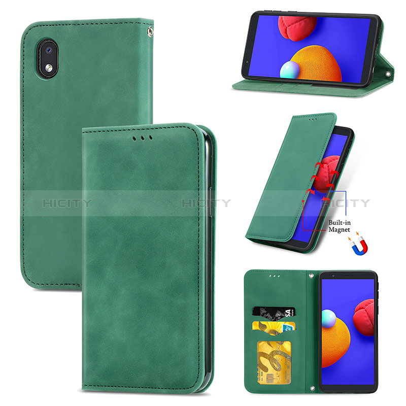 Funda de Cuero Cartera con Soporte Carcasa S04D para Samsung Galaxy A01 Core