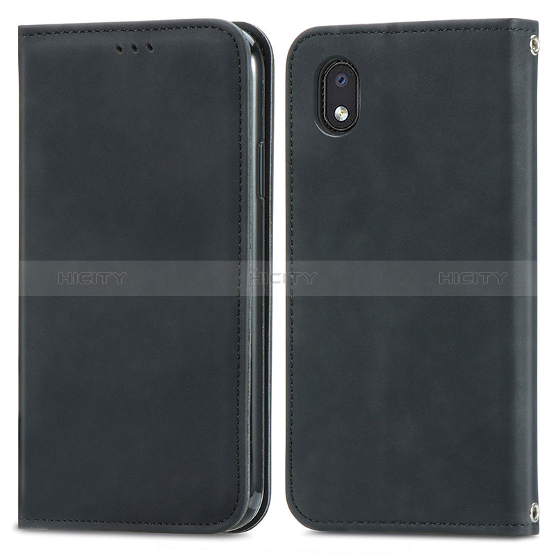 Funda de Cuero Cartera con Soporte Carcasa S04D para Samsung Galaxy A01 Core Negro