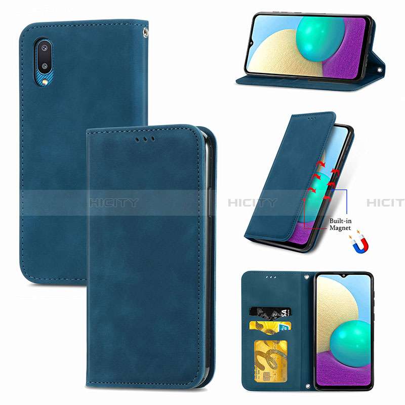 Funda de Cuero Cartera con Soporte Carcasa S04D para Samsung Galaxy A02