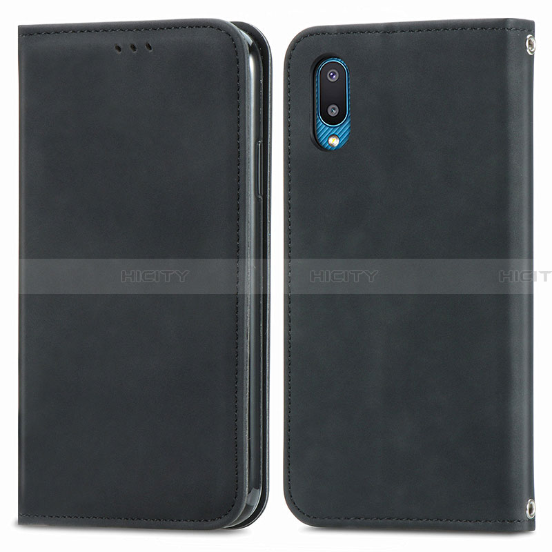 Funda de Cuero Cartera con Soporte Carcasa S04D para Samsung Galaxy A02 Negro