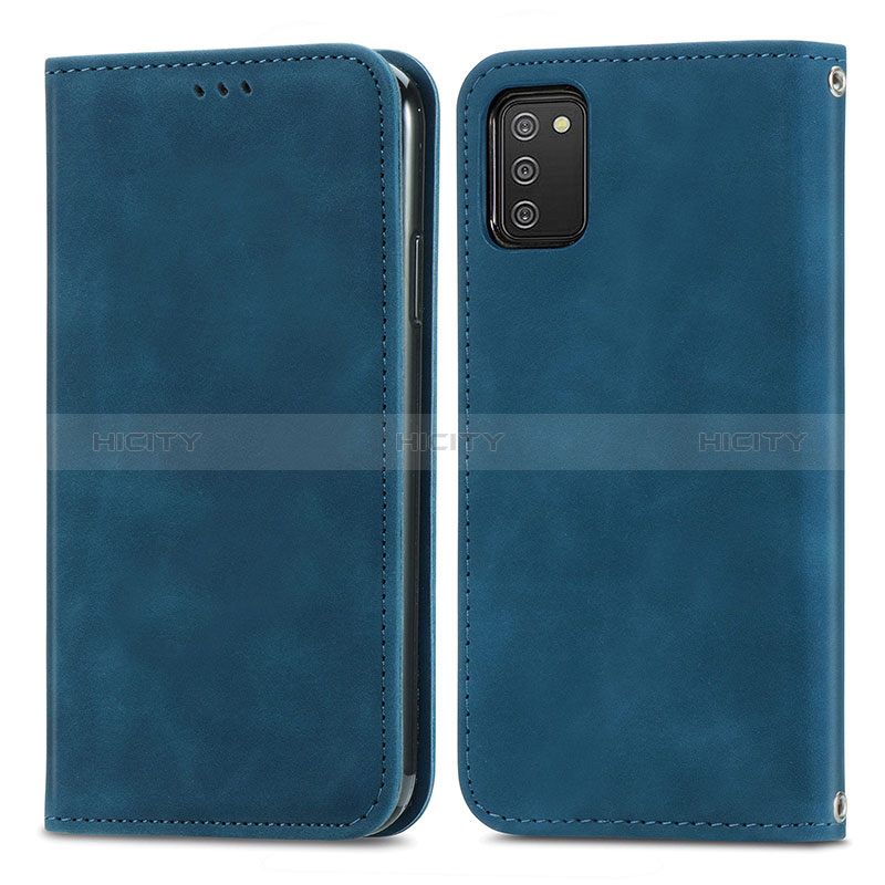 Funda de Cuero Cartera con Soporte Carcasa S04D para Samsung Galaxy A02s Azul