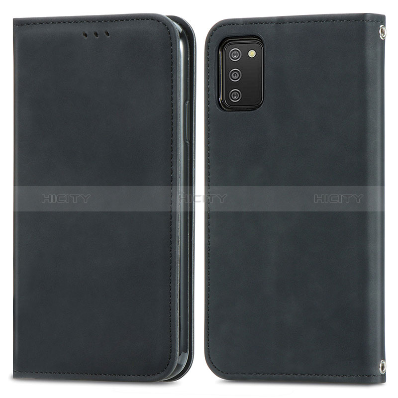 Funda de Cuero Cartera con Soporte Carcasa S04D para Samsung Galaxy A02s Negro