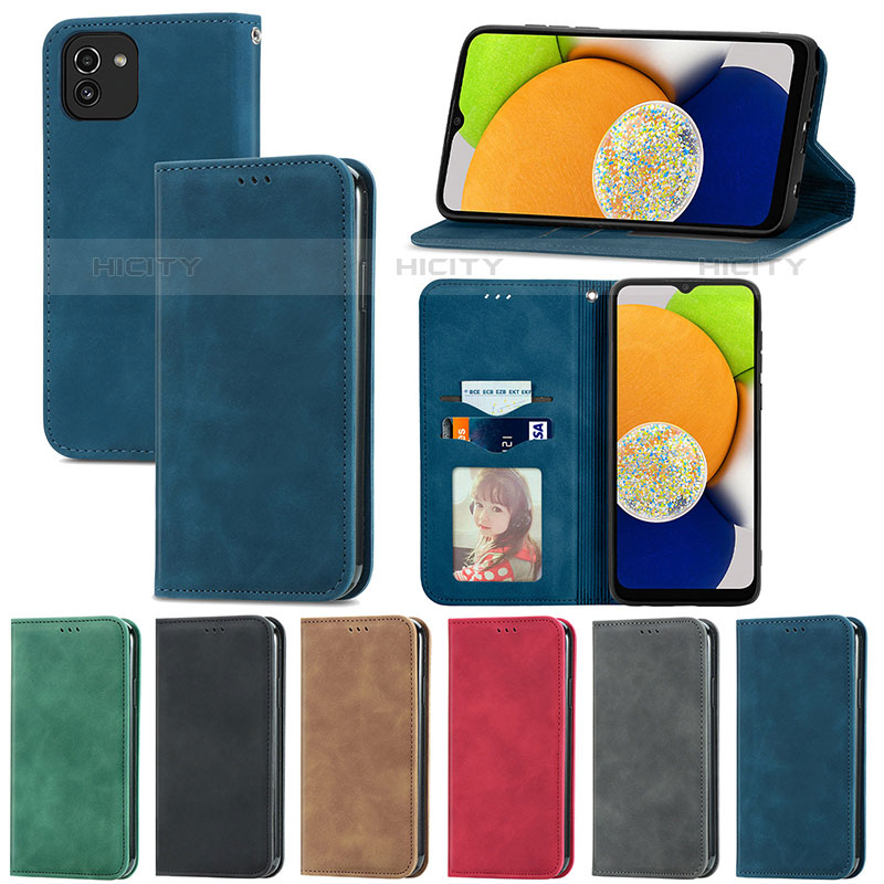 Funda de Cuero Cartera con Soporte Carcasa S04D para Samsung Galaxy A03