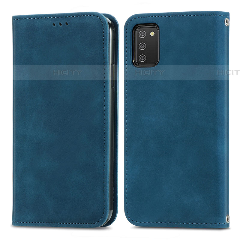 Funda de Cuero Cartera con Soporte Carcasa S04D para Samsung Galaxy A03s Azul