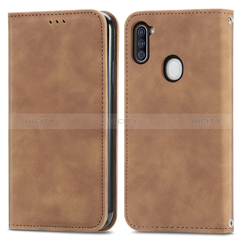 Funda de Cuero Cartera con Soporte Carcasa S04D para Samsung Galaxy A11 Marron