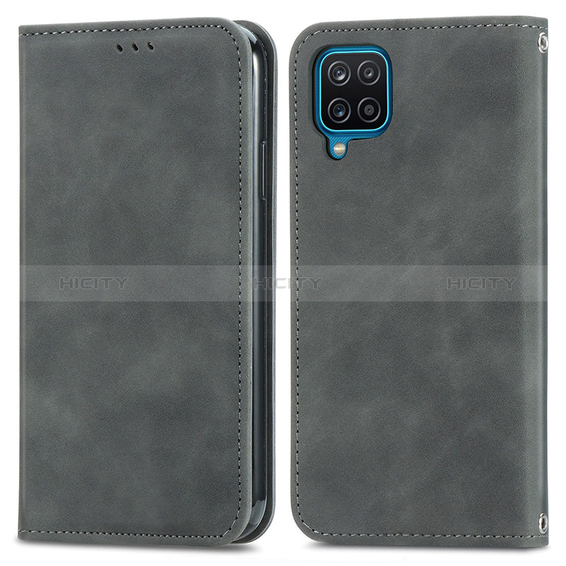 Funda de Cuero Cartera con Soporte Carcasa S04D para Samsung Galaxy A12 Nacho Gris