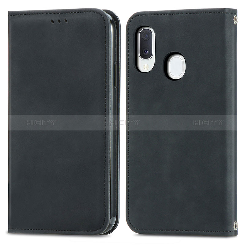 Funda de Cuero Cartera con Soporte Carcasa S04D para Samsung Galaxy A20e Negro