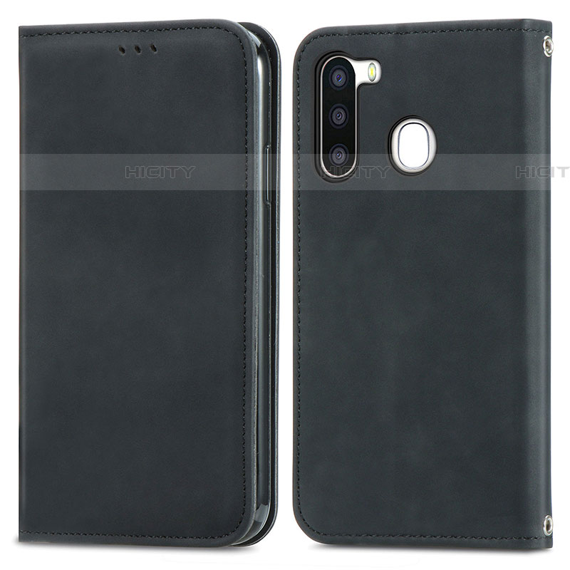 Funda de Cuero Cartera con Soporte Carcasa S04D para Samsung Galaxy A21 European Negro