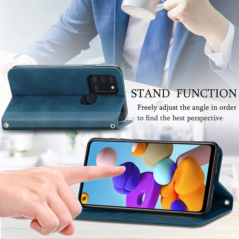 Funda de Cuero Cartera con Soporte Carcasa S04D para Samsung Galaxy A21s