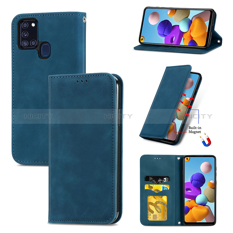 Funda de Cuero Cartera con Soporte Carcasa S04D para Samsung Galaxy A21s