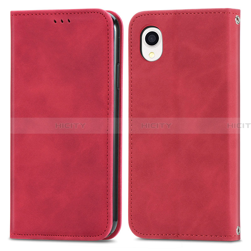 Funda de Cuero Cartera con Soporte Carcasa S04D para Samsung Galaxy A22 5G SC-56B Rojo