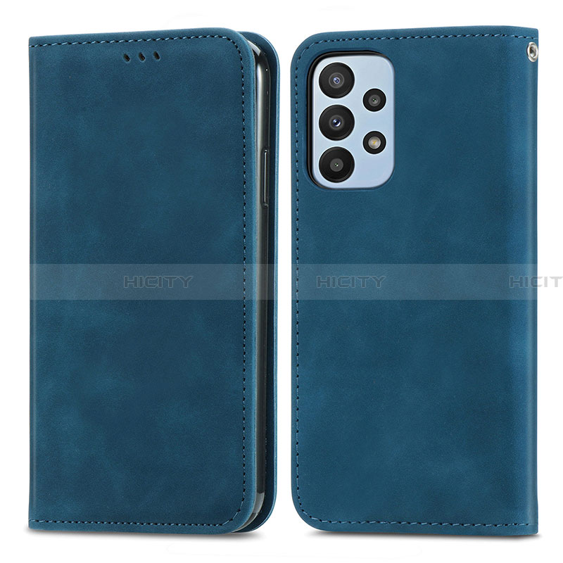 Funda de Cuero Cartera con Soporte Carcasa S04D para Samsung Galaxy A23 4G Azul