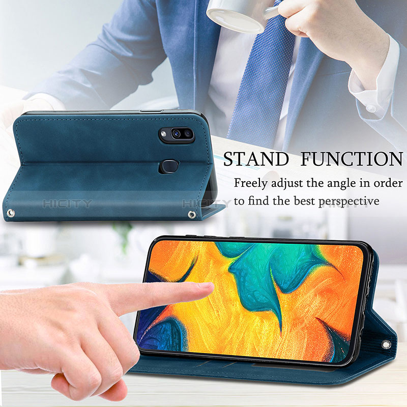 Funda de Cuero Cartera con Soporte Carcasa S04D para Samsung Galaxy A30