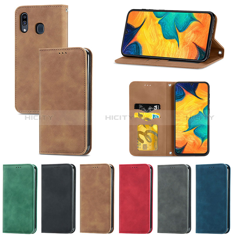 Funda de Cuero Cartera con Soporte Carcasa S04D para Samsung Galaxy A30