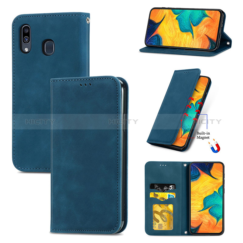 Funda de Cuero Cartera con Soporte Carcasa S04D para Samsung Galaxy A30