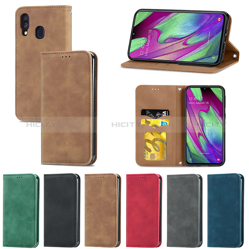 Funda de Cuero Cartera con Soporte Carcasa S04D para Samsung Galaxy A40