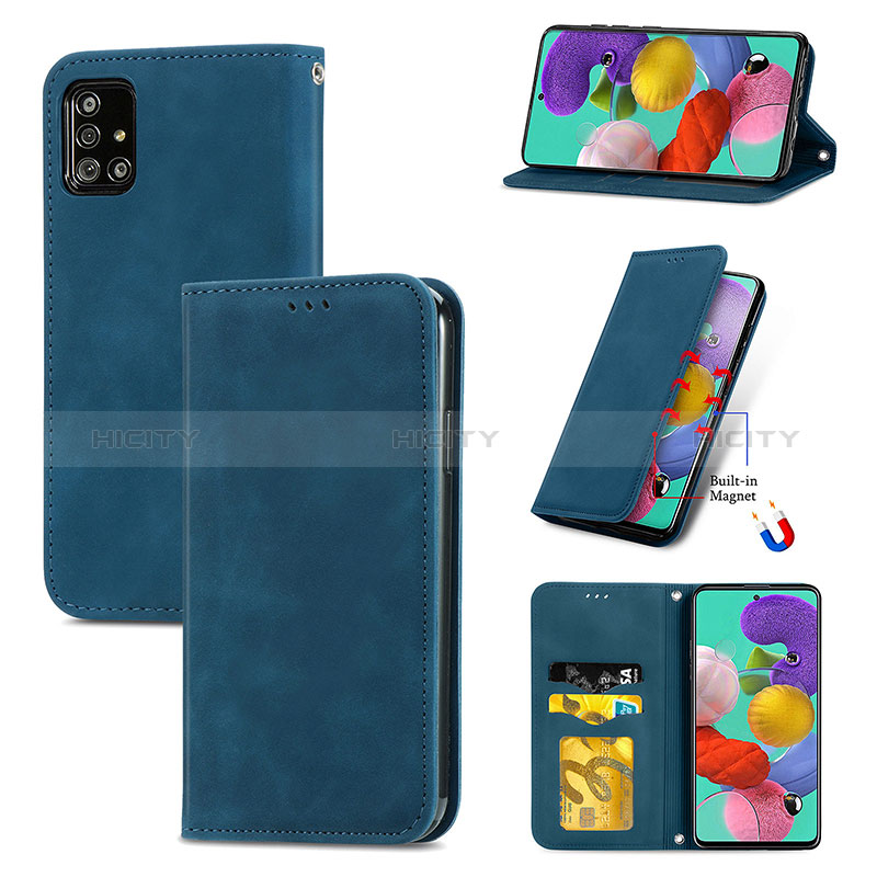 Funda de Cuero Cartera con Soporte Carcasa S04D para Samsung Galaxy A51 5G