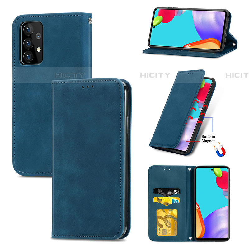 Funda de Cuero Cartera con Soporte Carcasa S04D para Samsung Galaxy A52 4G