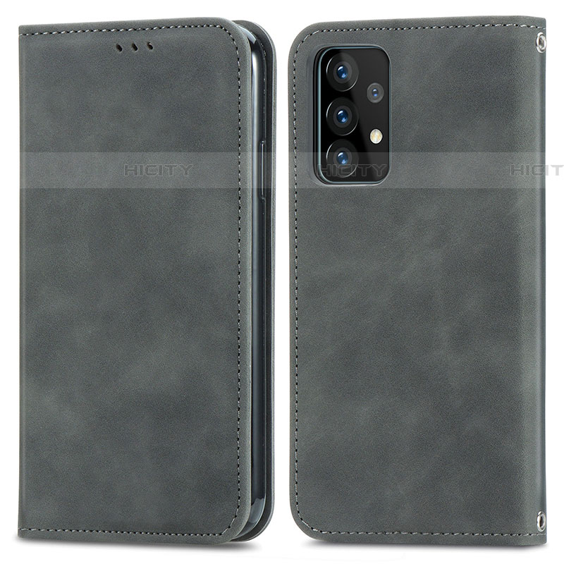 Funda de Cuero Cartera con Soporte Carcasa S04D para Samsung Galaxy A52 4G Gris