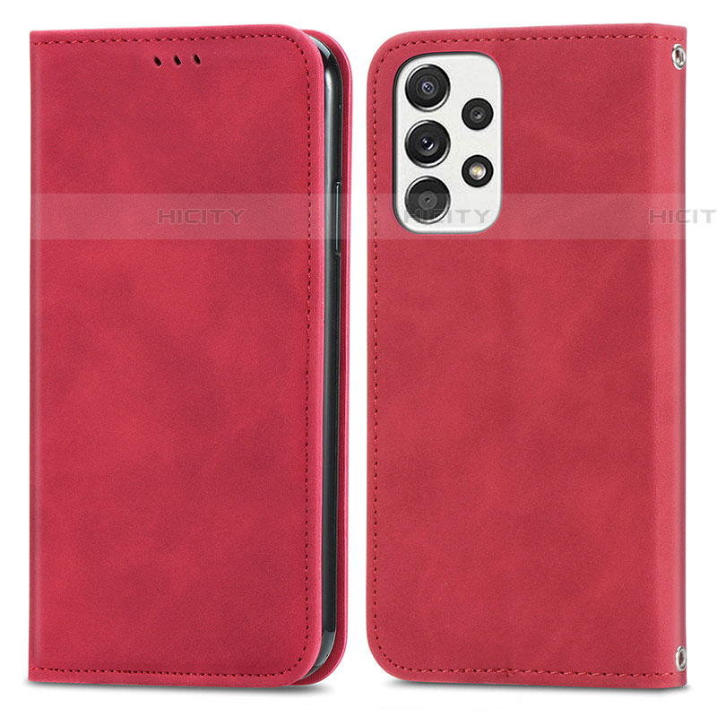 Funda de Cuero Cartera con Soporte Carcasa S04D para Samsung Galaxy A53 5G Rojo