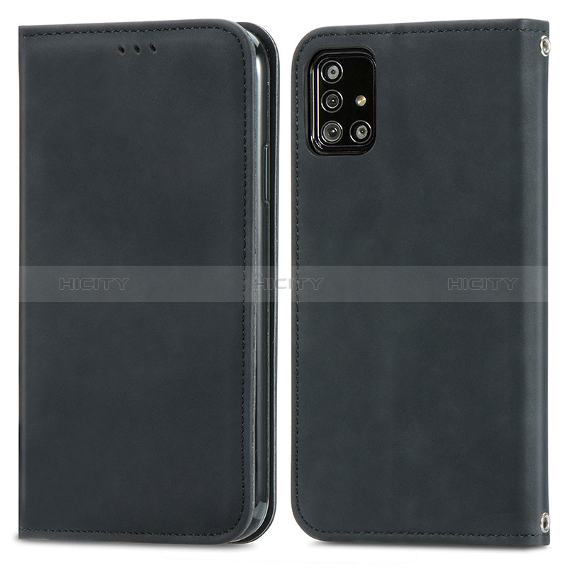 Funda de Cuero Cartera con Soporte Carcasa S04D para Samsung Galaxy A71 5G Negro