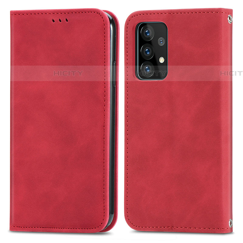 Funda de Cuero Cartera con Soporte Carcasa S04D para Samsung Galaxy A72 4G Rojo