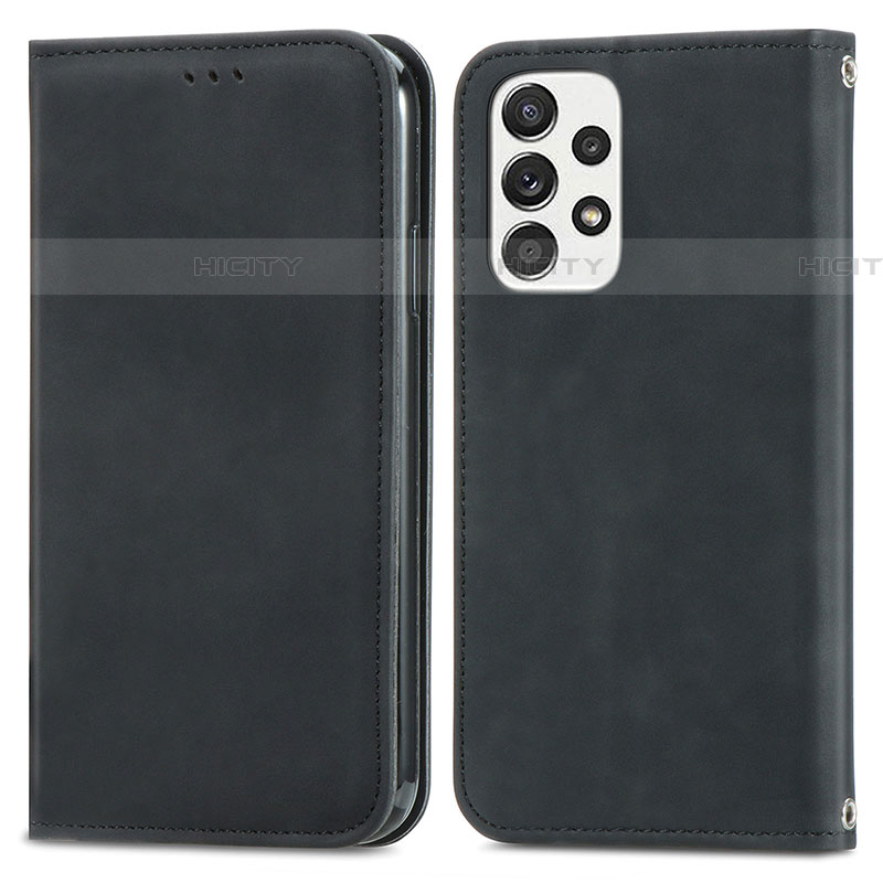 Funda de Cuero Cartera con Soporte Carcasa S04D para Samsung Galaxy A73 5G Negro