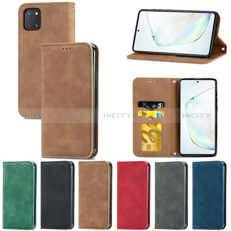 Funda de Cuero Cartera con Soporte Carcasa S04D para Samsung Galaxy A81