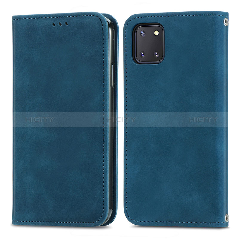 Funda de Cuero Cartera con Soporte Carcasa S04D para Samsung Galaxy A81 Azul