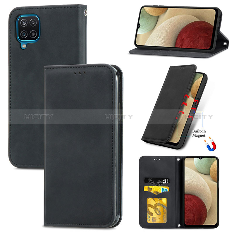 Funda de Cuero Cartera con Soporte Carcasa S04D para Samsung Galaxy F12