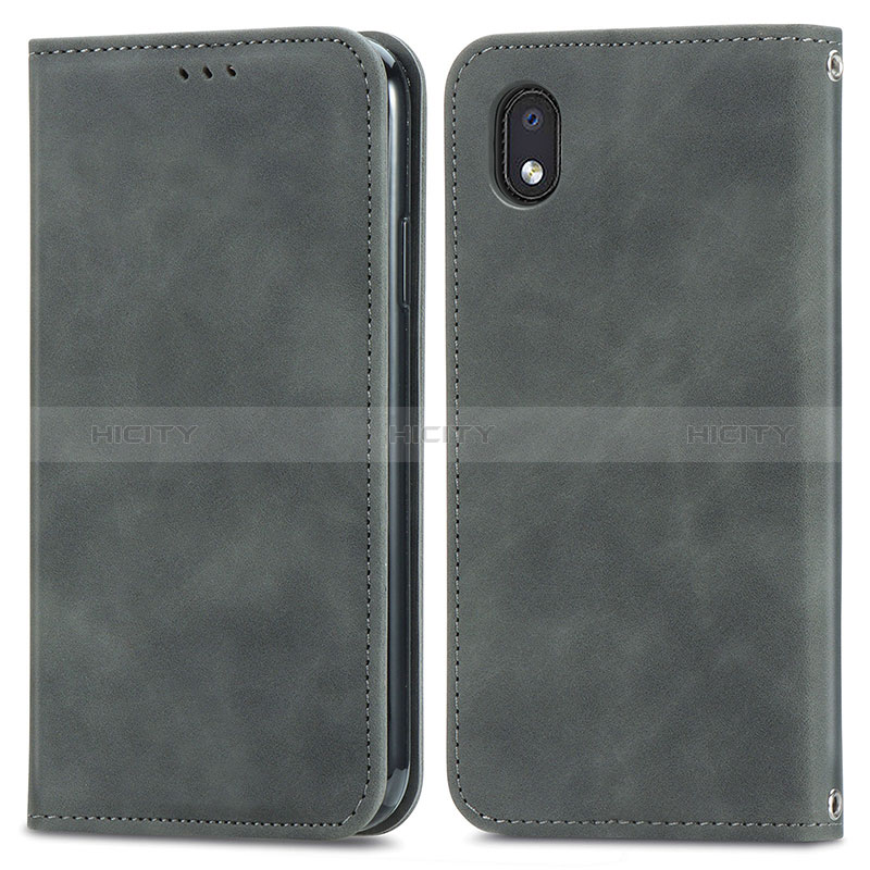 Funda de Cuero Cartera con Soporte Carcasa S04D para Samsung Galaxy M01 Core Gris