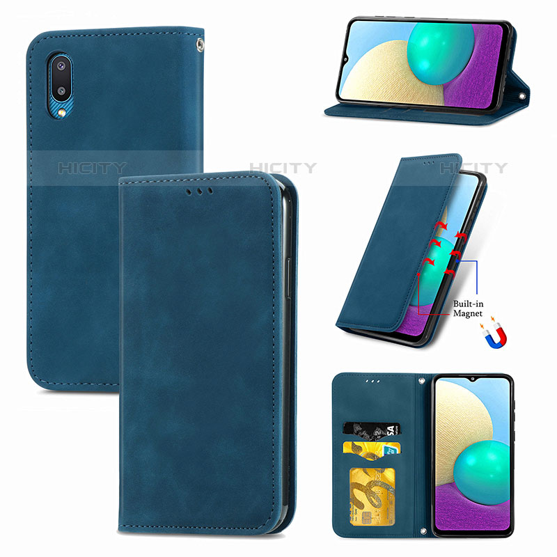 Funda de Cuero Cartera con Soporte Carcasa S04D para Samsung Galaxy M02