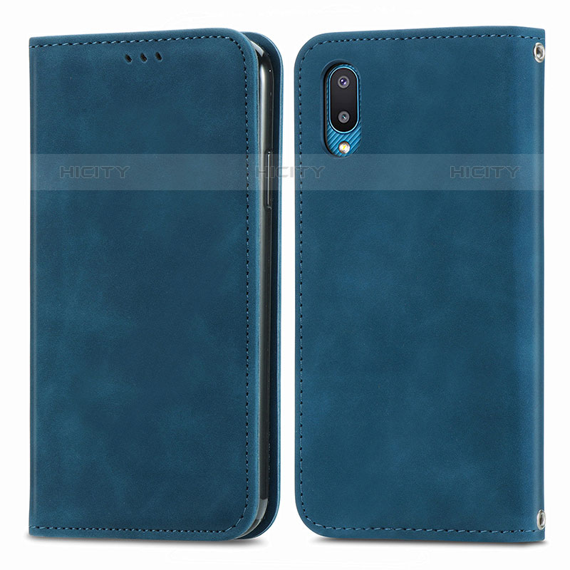 Funda de Cuero Cartera con Soporte Carcasa S04D para Samsung Galaxy M02 Azul