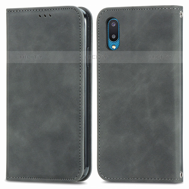 Funda de Cuero Cartera con Soporte Carcasa S04D para Samsung Galaxy M02 Gris